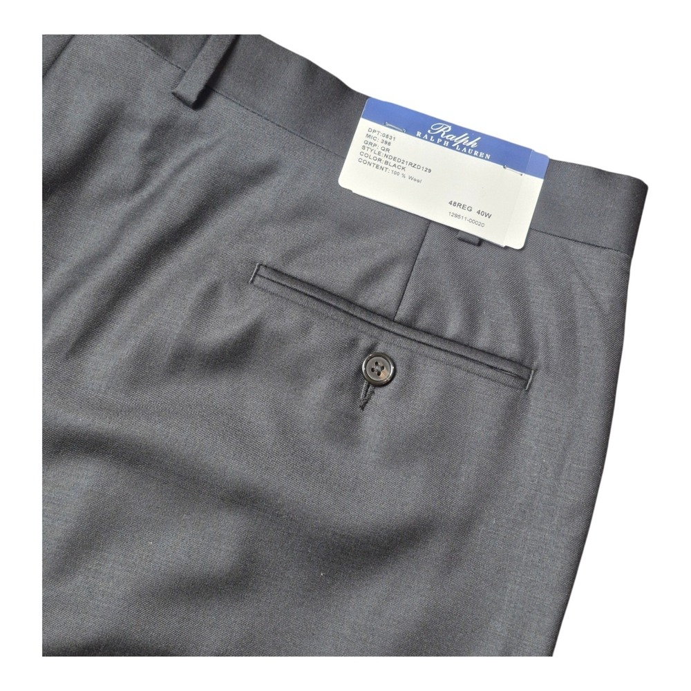 Ralph Lauren Men's 40W Black Wool Dress Pants Flat Front Suit Trousers NWT